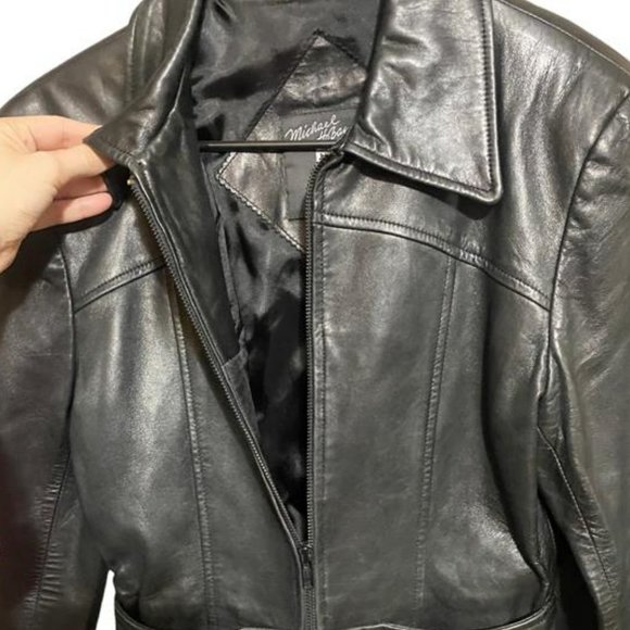 Vintage Michael Hoban North Beach Fitted Size 6 Black Leather Jacket - Picture 3 of 15